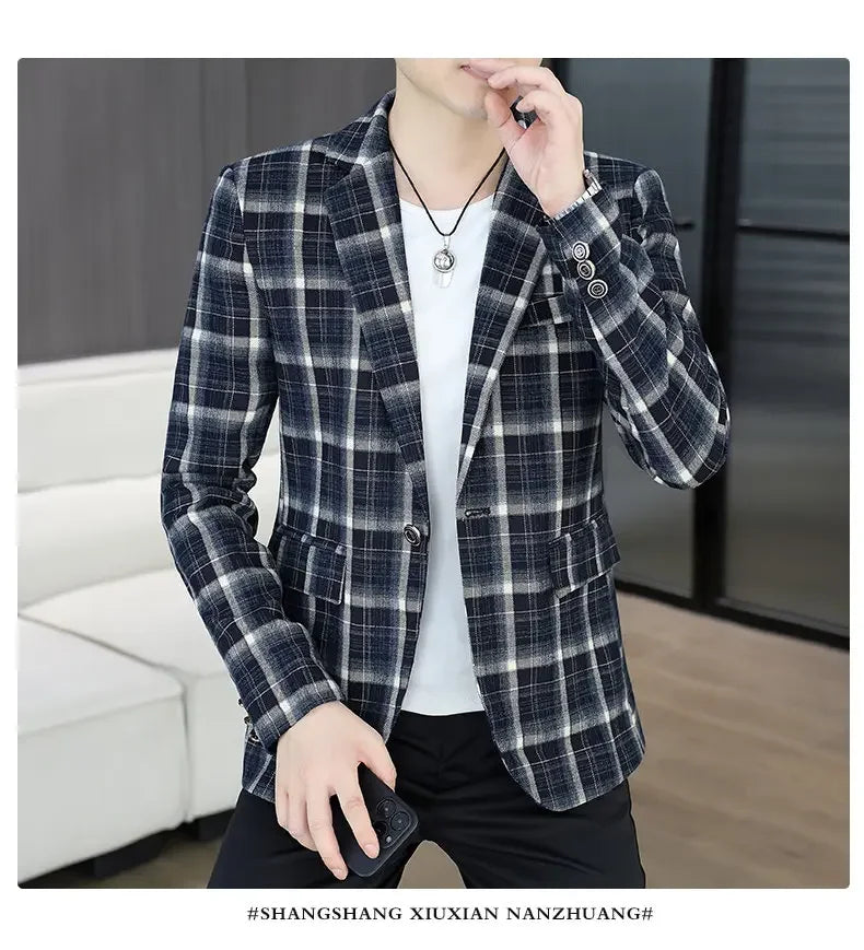 Blazer Men's Fashion Business Gentleman Groom Professional Gentleman Form-fitting Versatile Casual Formal Wear High-end Blazer