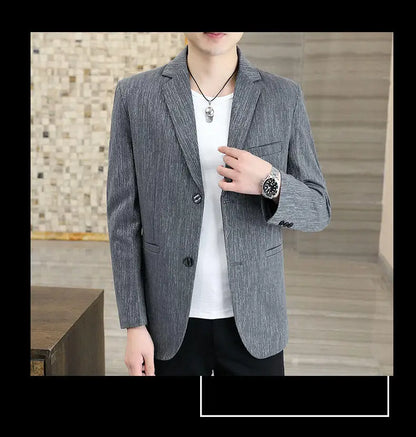Blazer Men's Business Gentleman Korean Wedding Fashion Trend, Slim Fit, Breathable, Striped, Versatile, High-end Casual Blazer