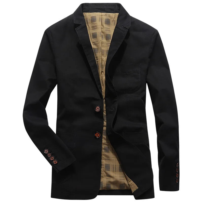 High Quality Men's Blazer Oversized Suit Jackets 5XL Pure Cotton Streetwear Casual Jacket Men Clothing Black Blazers