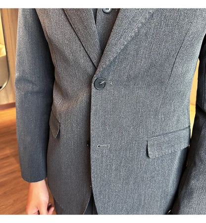 (Blazer + Vest + Trousers) 2024 New Men Formal Business Solid Suit 3 Pieces Set Italian Style Luxury Wedding Social Party Tuxedo