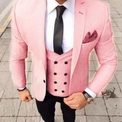 Ensemble de costume 3 pièces coupe ajustée marron pour homme avec blazer, gilet et pantalon - Tenue décontractée pour mariage, bal de promo, affaires, smoking de marié
