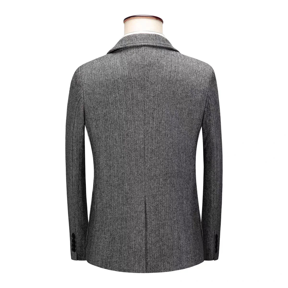 XS-6XL Blue/Gray Men's Herringbone Tweed Blazer Notch Lapel Two Buttons Tuxedo Jacket Woolen Suit Daily Office One Piece Coat