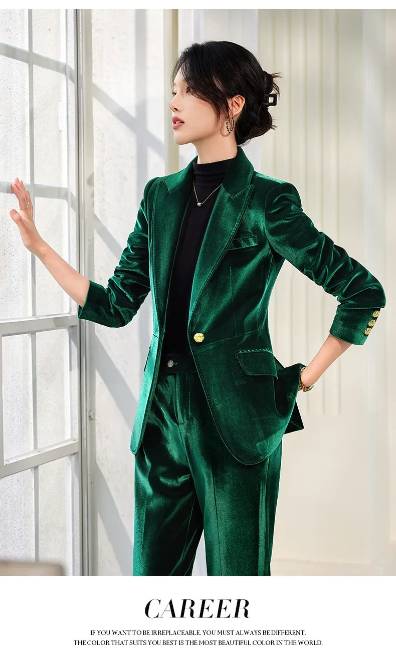High-end Velvet Suit for Women2024Autumn Winter New High-end Professional Fashionable Elegant Capable Suit