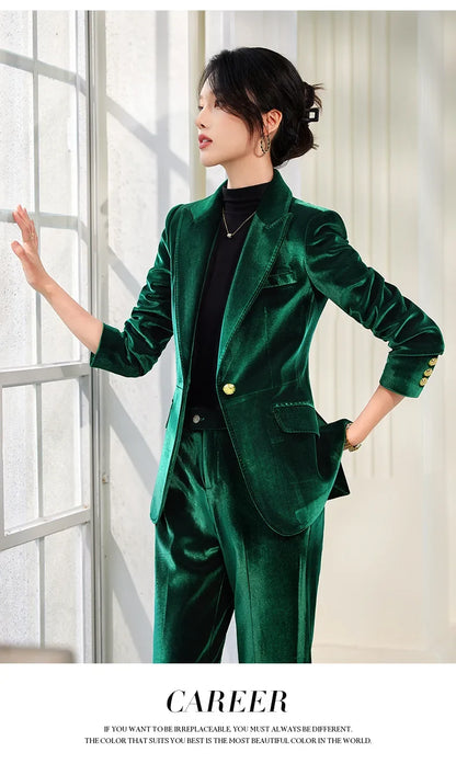 High-end Velvet Suit for Women2024Autumn Winter New High-end Professional Fashionable Elegant Capable Suit
