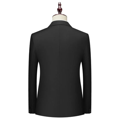 Men Suit 2 Pieces Black With Bright Lapel Double Button For Wedding Groom Banquet Party Business Work Casual Jacket And Pants