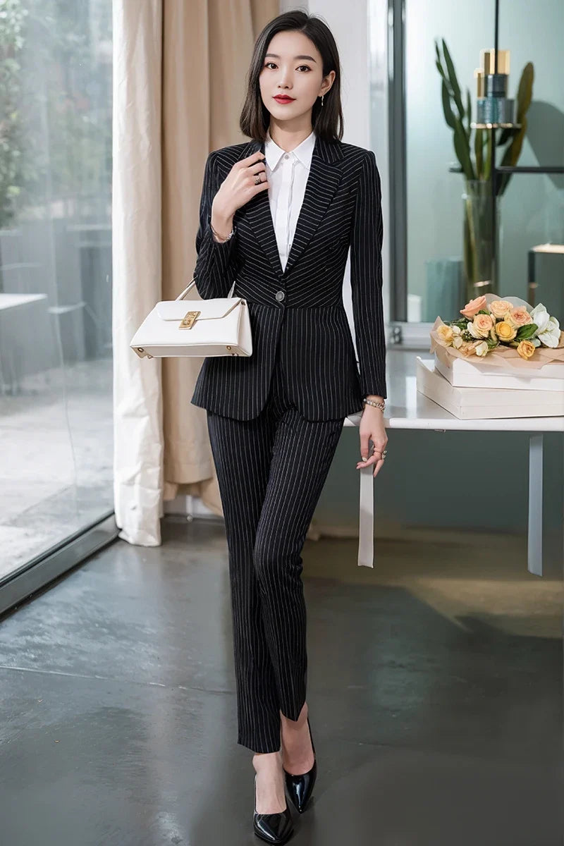Striped Fashion Women's Suit Set, High Quality Two-Piece Pants + Suit Jacket. New spring/summer 2026