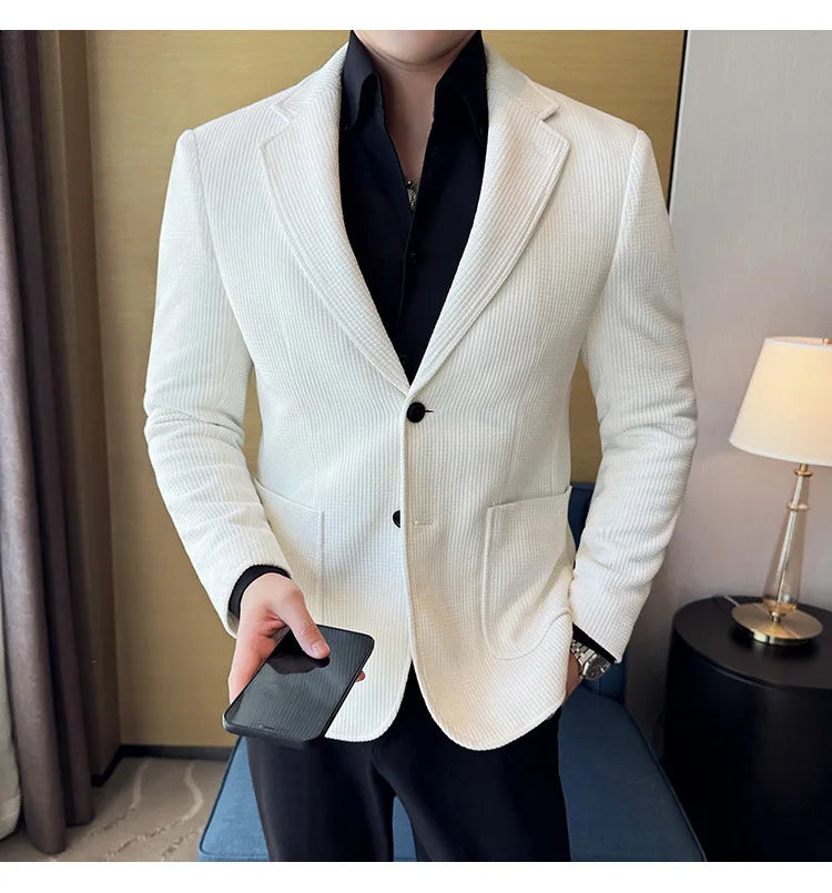 Autumn Winter New Chenille Velvet Suit Jacket Men's Casual Business Fashion Formal Party Coats  Tailcoat Men's Clothing 4XL-M