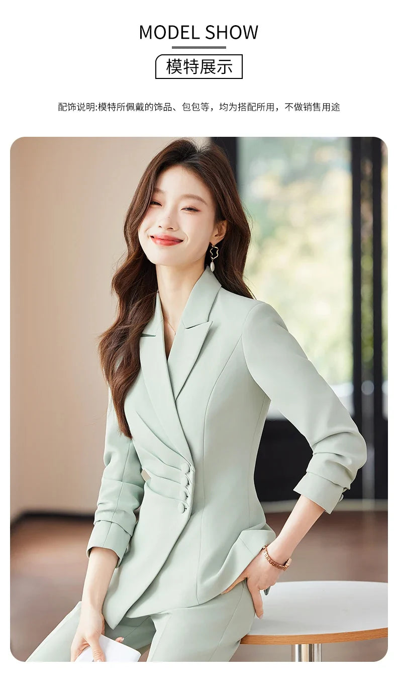 Fashionable Business Women's Clothing, Boutique Long-Sleeved Two-Piece Pants + Blazer, New Style in 2025