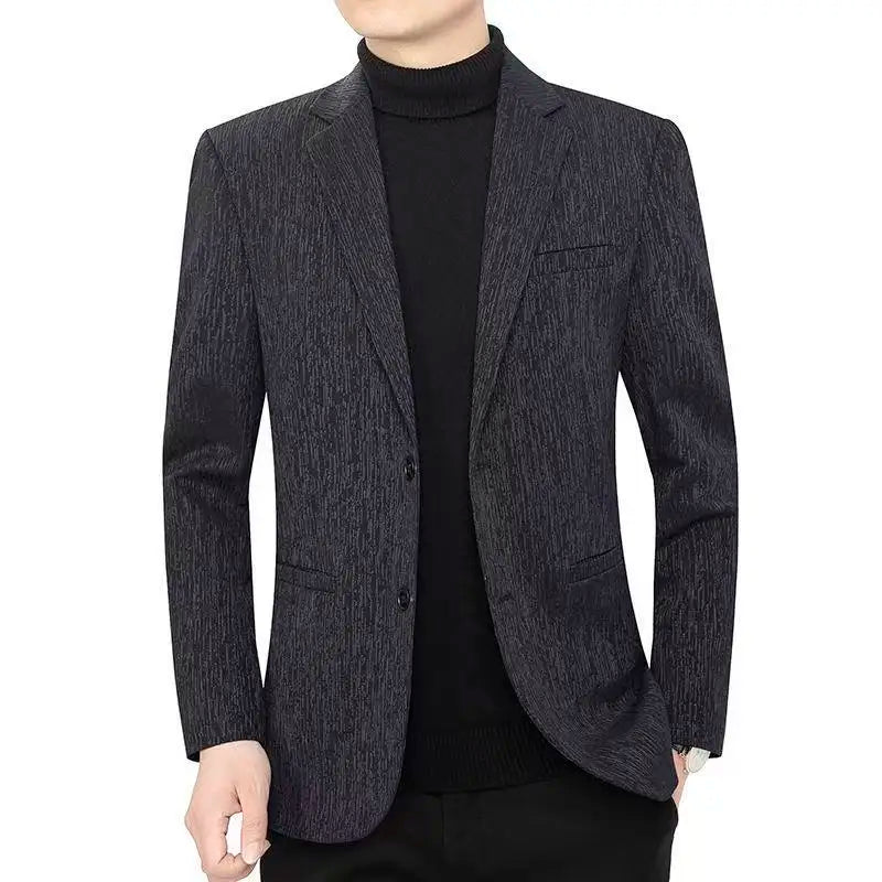 Men's Smart Casual Blazer Single Breasted Spring Autumn Jacket Black Dark Blue