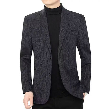 Men's Smart Casual Blazer Single Breasted Spring Autumn Jacket Black Dark Blue