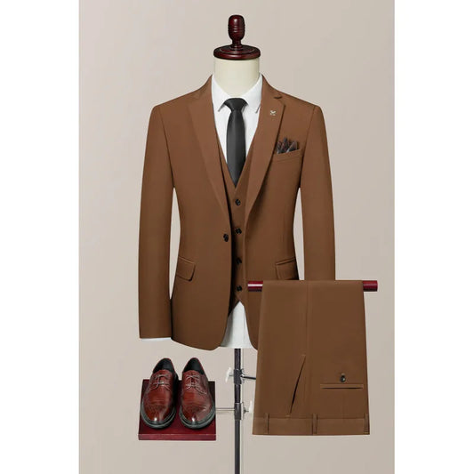 Men's Three-Piece Wedding Suit – Slim Fit Smart Casual Set with Vest and Trousers