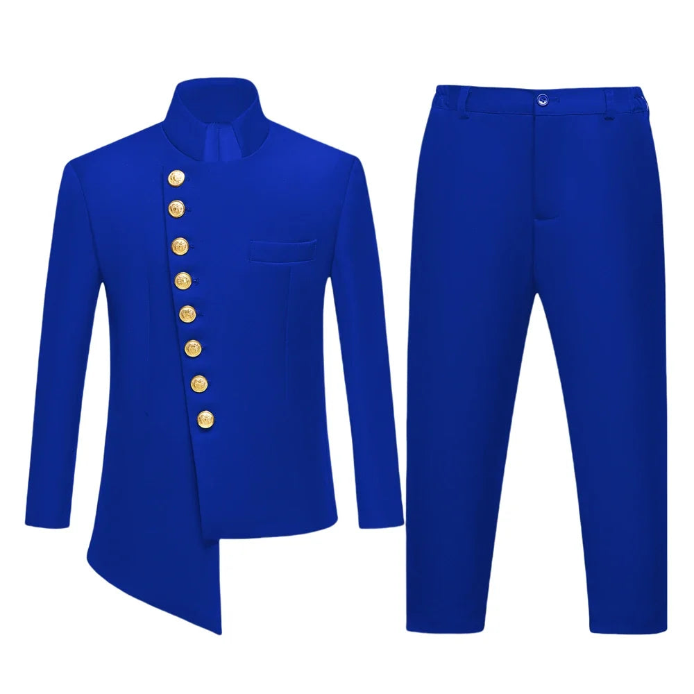 Ship Today Popular 2-Piece Boys Suit Set for Communion, Gold Buttons Formal Suit Attire Toddler to Teen Brand Selection