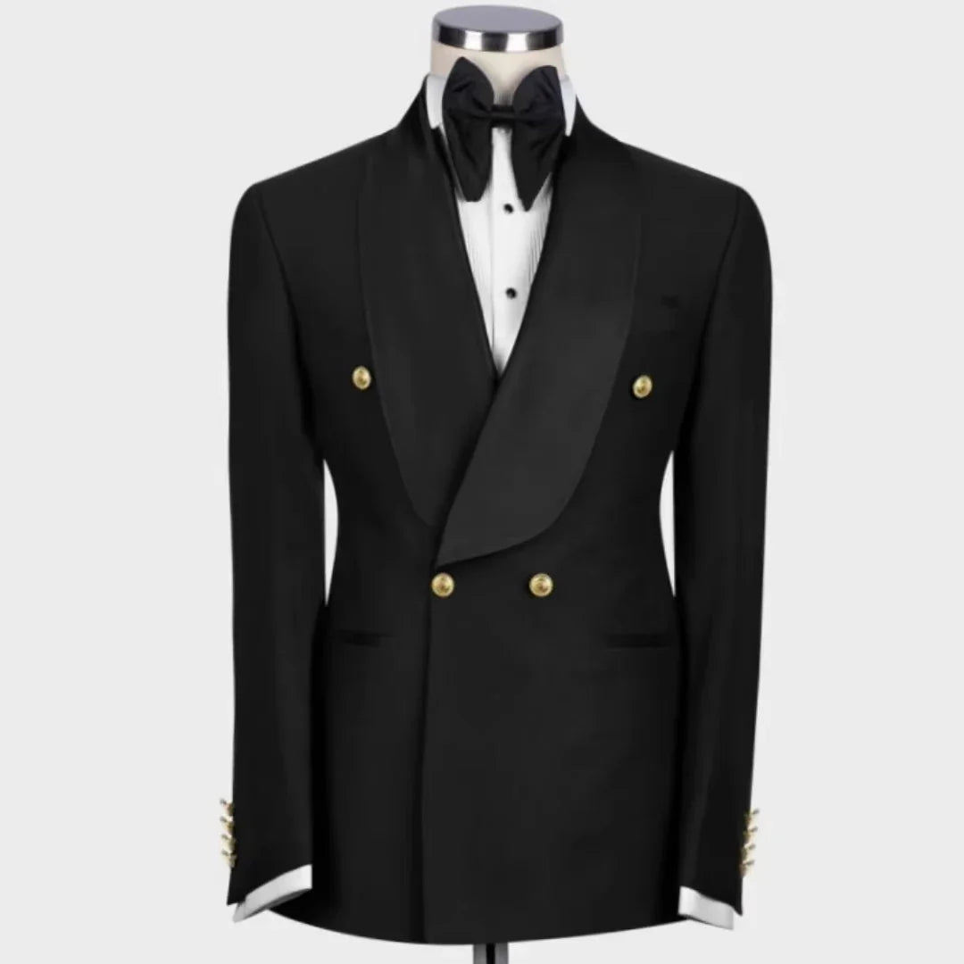 Men Suit 1 Piece White Double Button With Lapel Gold Button For Wedding Banquet Party Work Office Business Jacket