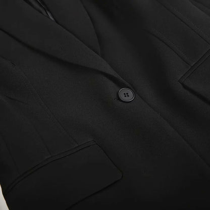 Women Fall Office Slim Blazer Single Button Pockets Blazer Beige Black 2025 Spring Autumn Fashion Commuter Simple Casual Blazer