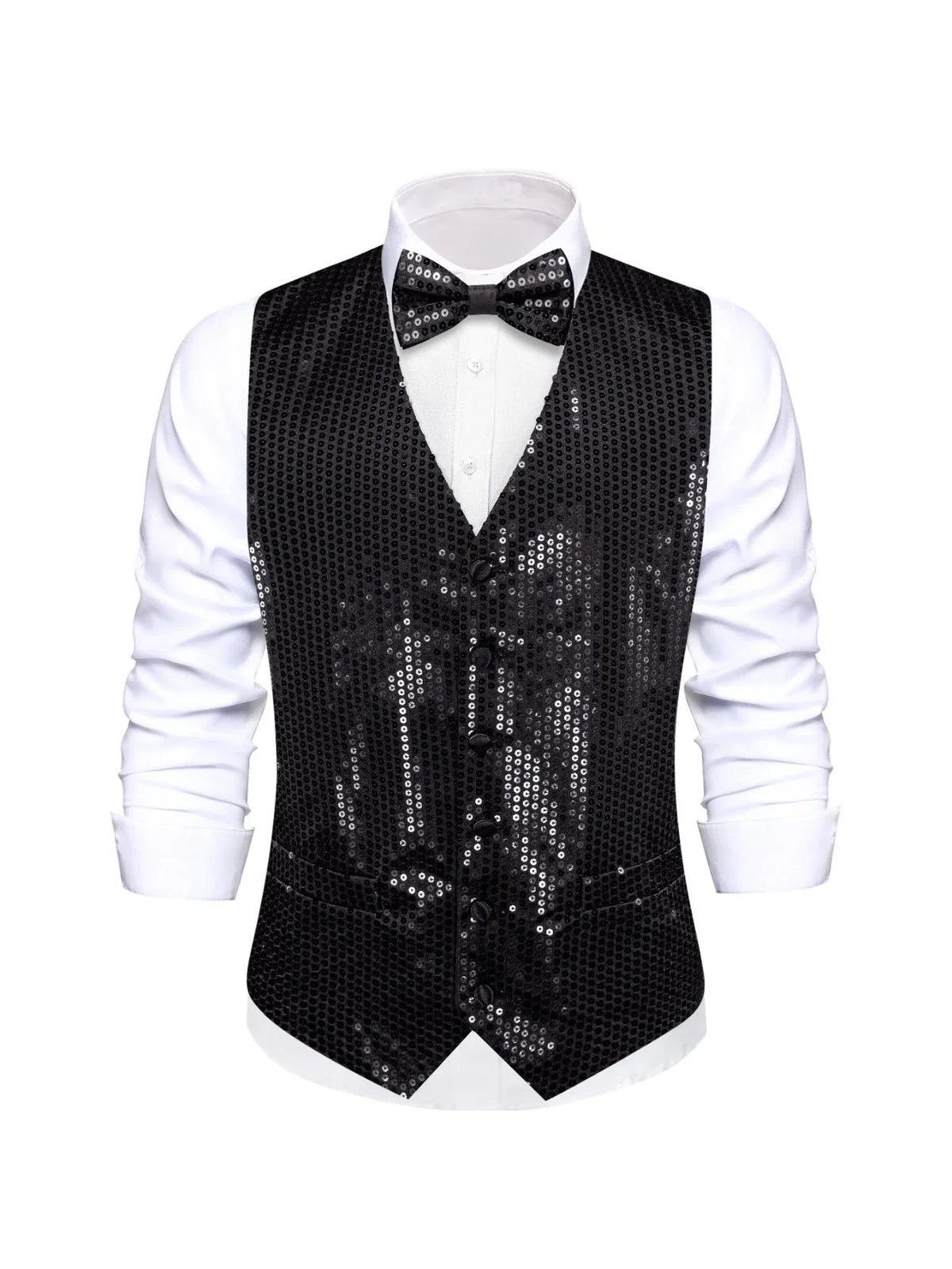 Men's Sequin Vest – Sleeveless Single Breasted Formal Waistcoat for Weddings & Events