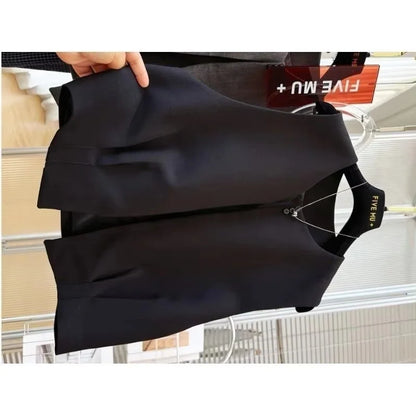 Women Blazer Vest New Spring Summer O-Neck Lined Coat Cardigan Sleeveless Jacket Casual Solid Short Suits Waistcoat Tank Tops