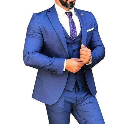 Blue Men wedding Suits Business Slim Fit Blazer Hombre Fashion High Quality Custom 3 Piece Set Costume Homme