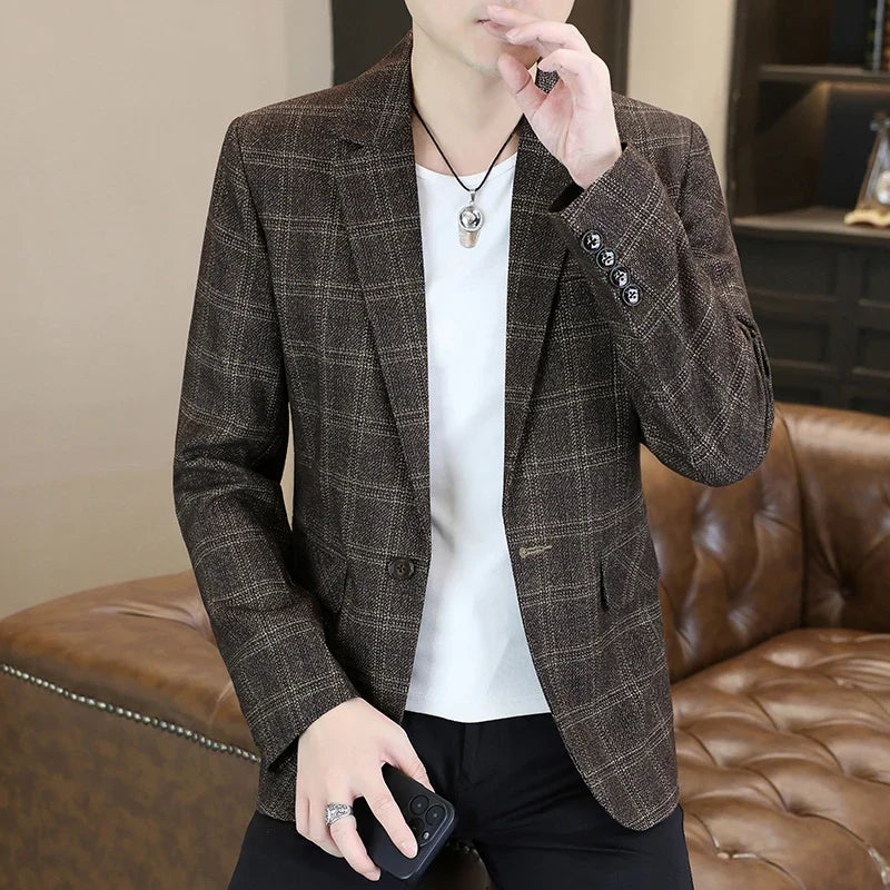 Blazer Men's Fashion Business Gentleman Groom Professional Gentleman Form-fitting Versatile Casual Formal Wear High-end Blazer