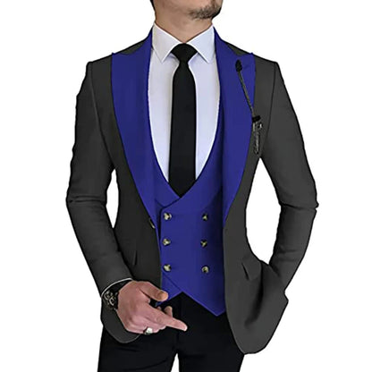 Groom suits Wear Party Wedding and Business Prom suits Slim Fit Peak Lapel Suit 3 Piece (Jacket +Vest+ Pants) Costume Homme