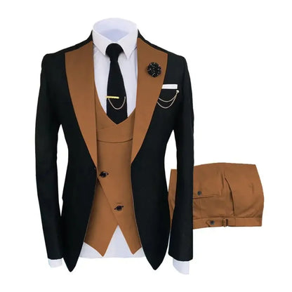 Costume de Mariage 3 Pièces pour Hommes - Coupe Slim, Affaires, Décontracté, Veste Simple Boutonnage, Costumes de Bal de Promo pour Garçons d'Honneur (Blazer+Gilet+Pantalon)