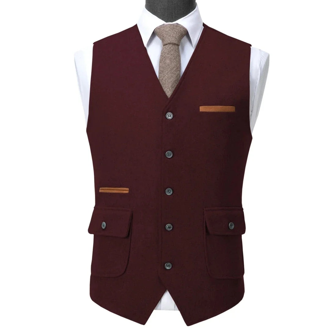 Men's Suit Vest V-Neck Single Button Waistcoat for Wedding, Business & Formal Occasions