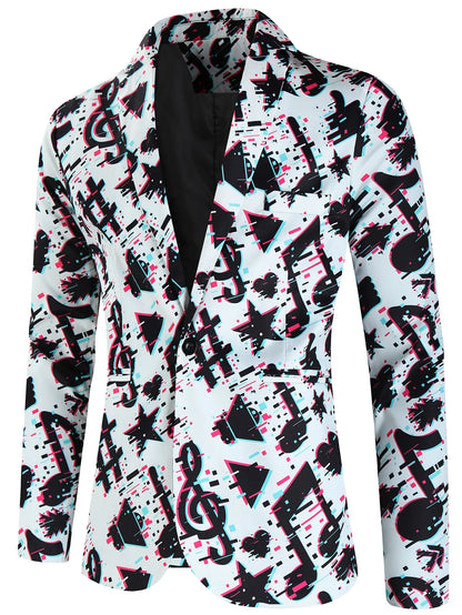 Veste Homme Luxe 2025 Nightclub Men Blazer Masculino Music Festival Notes Print Party Dress Stage Performance Men Suit Jacket