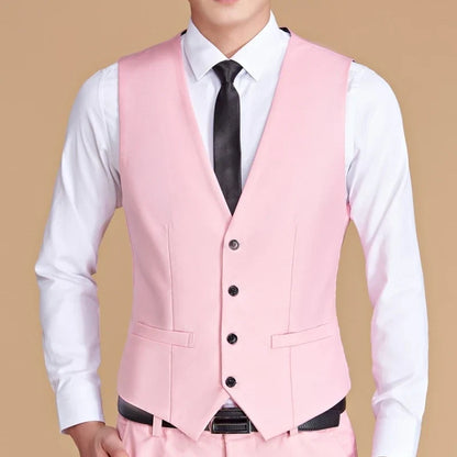 Men's Formal Vest Single Button Slim Fit Waistcoat for Business & Weddings