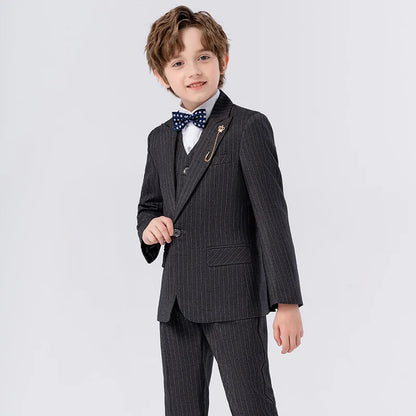 Gentleman Kids Slim 4Pieces/Set Jacket Vest Pants Bowtie Party Dress Children Ceremony Photograph Suit Boys Performance Costume