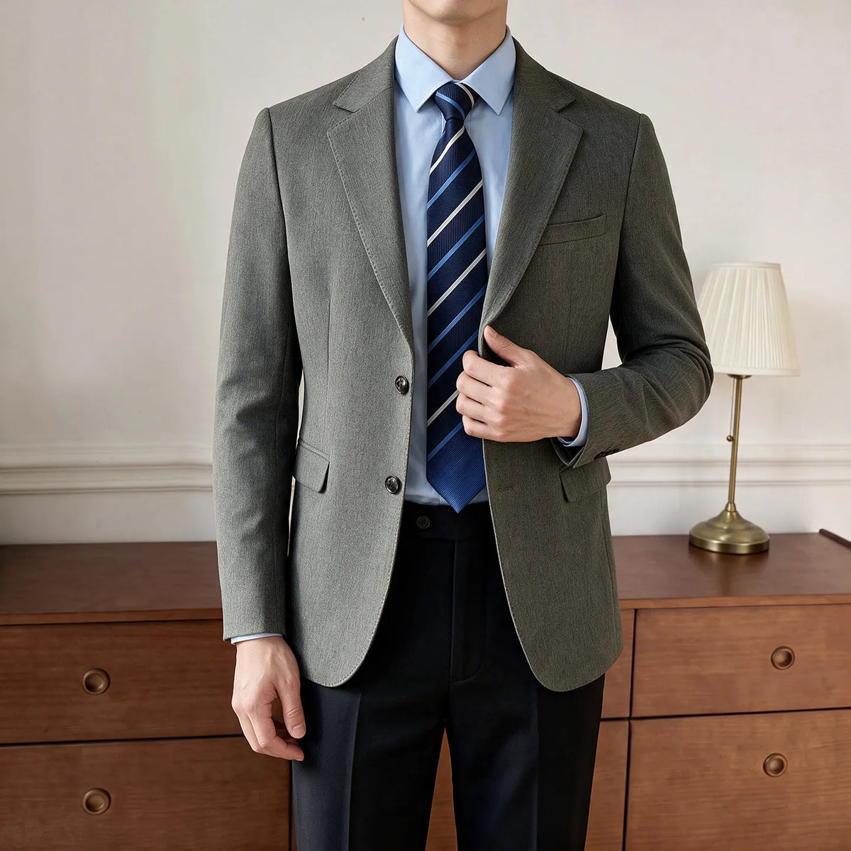 Men's Blazer Retro Texture Smart Casual Suit Lightweight Business Commuter Jacket