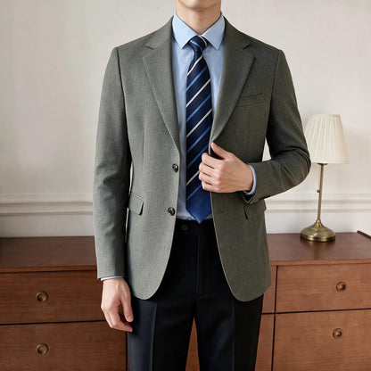 Men's Blazer Retro Texture Smart Casual Suit Lightweight Business Commuter Jacket
