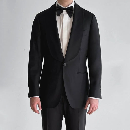 Men Suit 2 Pieces Black With Lapel Single Button For Wedding Banquet Birthday Business Official Work Set Jacket With Pants
