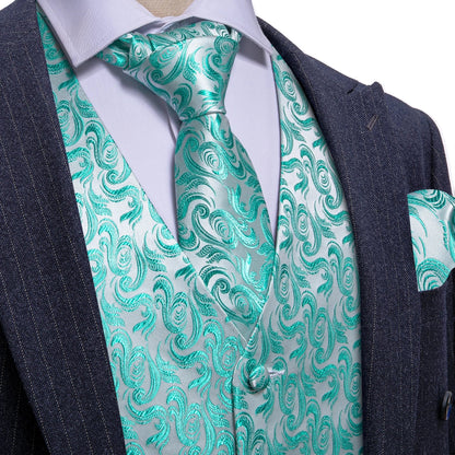 Men's Suit Vest with Matching Tie | Jacquard Paisley Waistcoat for Weddings & Formal Events