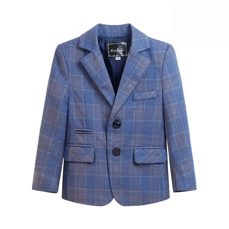 Boys Formal Wedding Birthday Prom Suit Set With Jacket Vest Pants Tie Brooch Children's Piano Host Speech Performance Costume