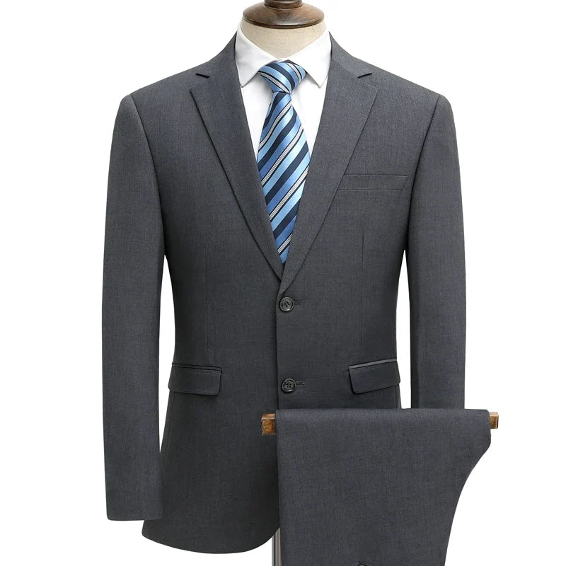 Men's Smart Casual 2-Piece Suit Set – Single Breasted Blazer and Trouser for Travel and Business