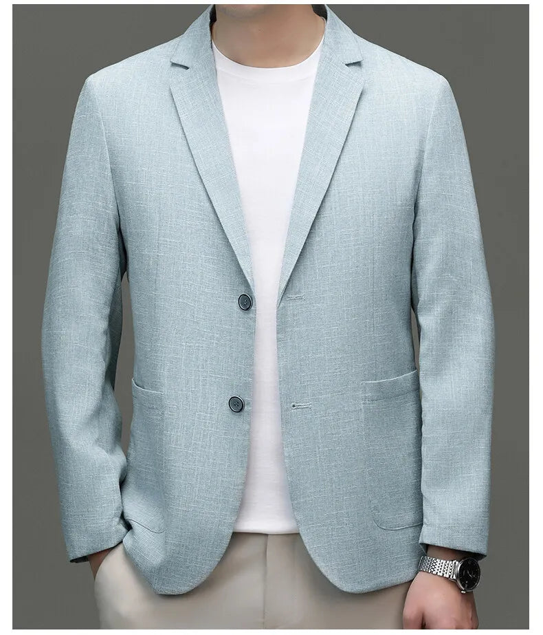 Blazer Summer Men's Fashion Gentleman Korean Version Trendy Performance Banquet Host Casual Ice Silk Sun-protective Clothing