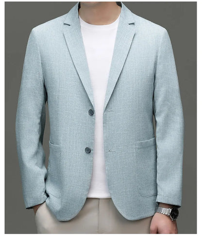 Blazer Summer Men's Fashion Gentleman Korean Version Trendy Performance Banquet Host Casual Ice Silk Sun-protective Clothing