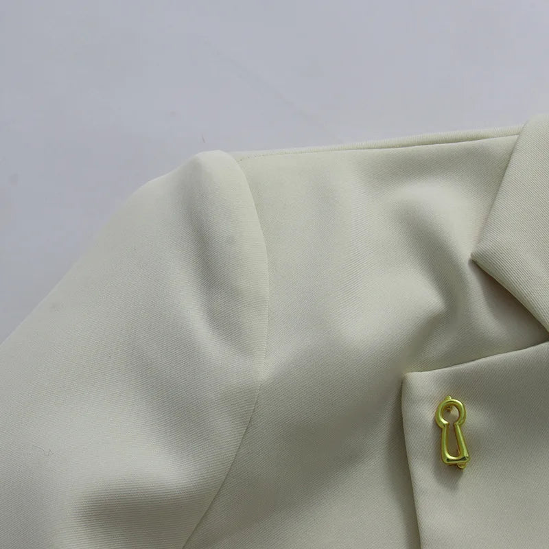 Women Blazer Elegant Fashion Metal Hollow Out Design Long Sleeve Loose Versatile Trendy Suit-Coat Spring Autumn New HK26606