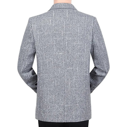 KIDWHXR Men Blazer Retro Striped Turn Down Collar Single-breasted Male Outerwear Long Sleeve Breathable Casual Man Suit Coat