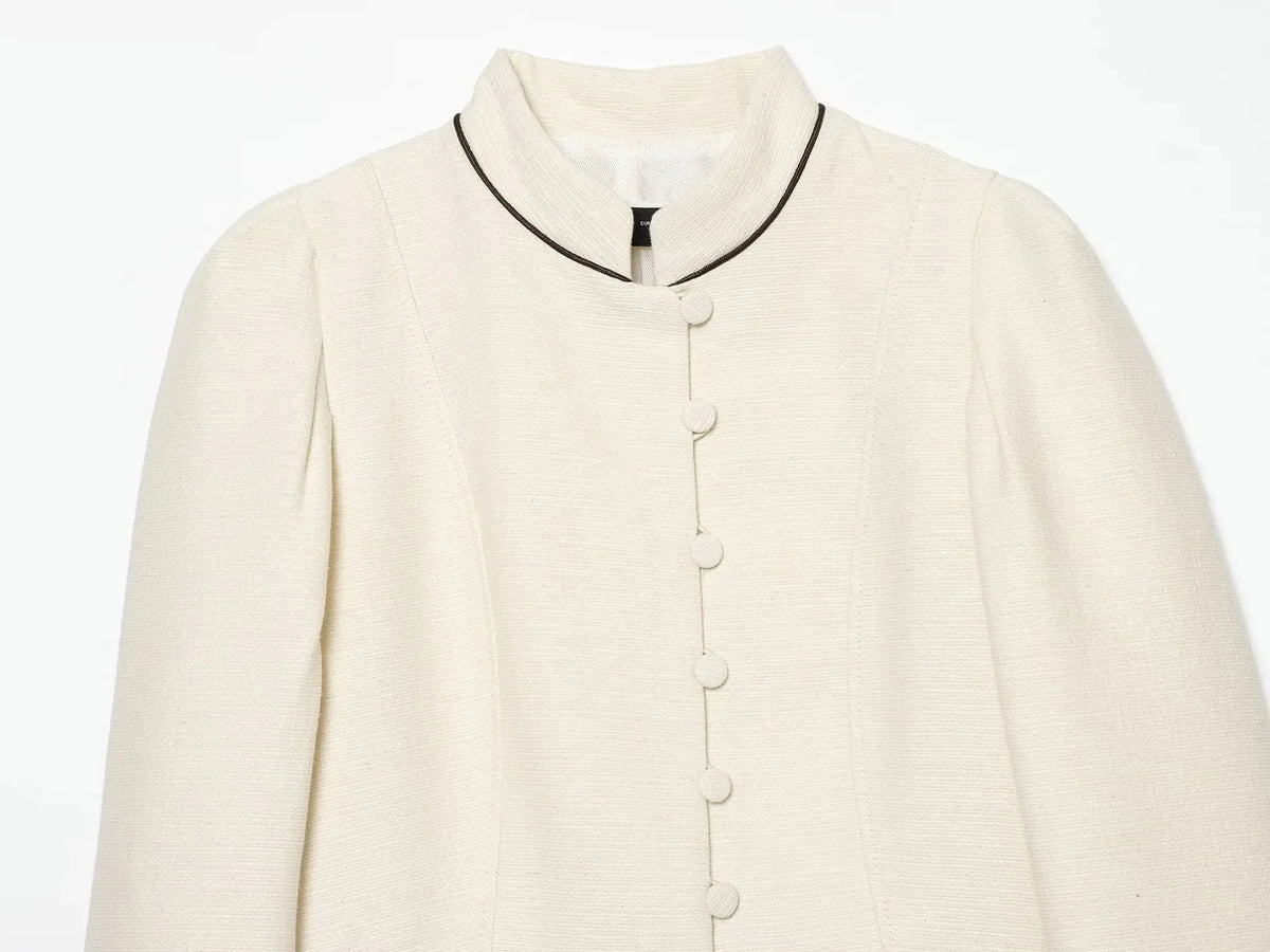 Holiday Casual Elegant Women Slim Blazer Patchwork Stand Collar Single Breasted Blazer Fashion 2026 Spring Summer Blazer