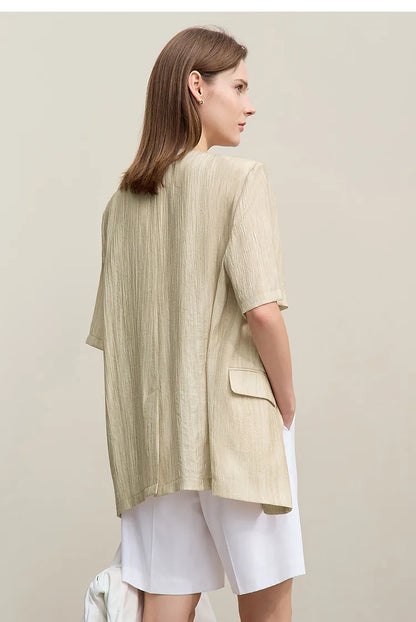 Women's Jacket 2026 Summer New Loose Casual V-neck Single Button Blazer Separate Versatile Wide-leg Women Trousers 12621092