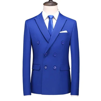 2026 Marque Mode Homme Costume de smoking croisé pour affaires/Costume ajusté pour homme Style coréen décontracté/Blazers vestes décontractées pour hommes