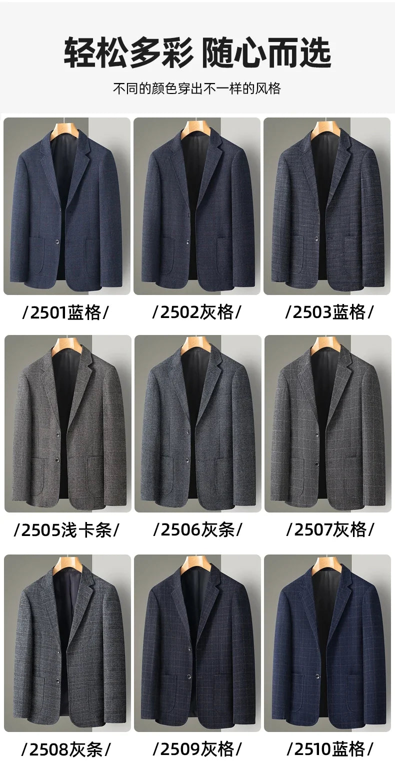 New Men's Blazer Fashion Middle-aged Business Casual Professional Wear Casual Loose British Style Sub-trend Four Seasons Suit