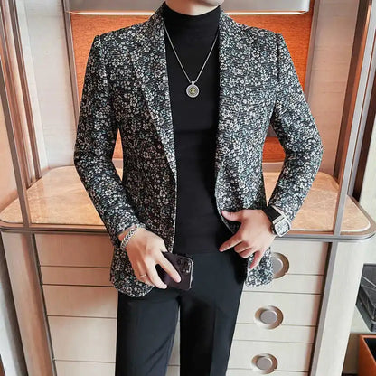 Autumn Winter Fashion Casual Business Blazers Men Korean Version Slim Fit Social Banquet Suit Jacket Wedding Groom Men Clothing