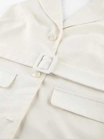 Women Solid Halter Neck Sleeveless Linen Blend Blazer Vest Waist Belted Single Button Longline Office Casual Top 2026