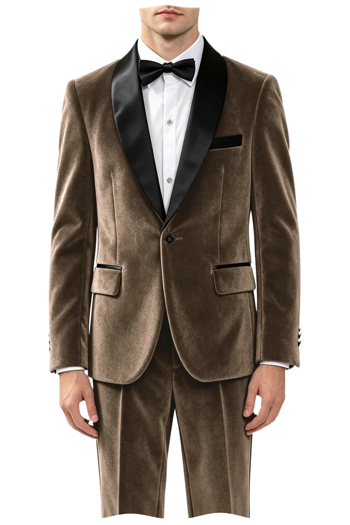 Men's Velvet 2-Piece Tuxedo Suit Satin Shawl Lapel Slim Fit Blazer & Pants for Wedding, Prom & Banquet