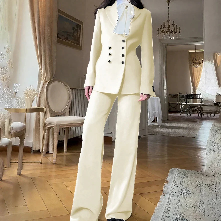 2025 New Women Casual Blazer Suit Set with Double-breasted Office Formal Pant Suit Separates Slim Fit Custom Made Traje de Mujer