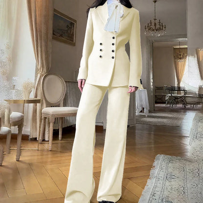 2025 New Women Casual Blazer Suit Set with Double-breasted Office Formal Pant Suit Separates Slim Fit Custom Made Traje de Mujer