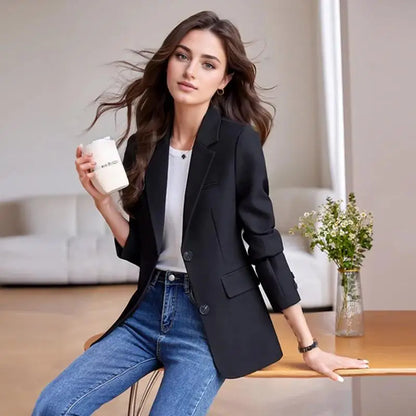 2024 New Suit Coat Women's Korean Style Slim Single Breasted Blazers Office Female Temperament Blazers Jacket Outwear Tops