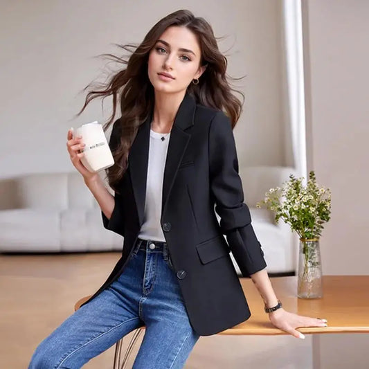 2024 New Suit Coat Women's Korean Style Slim Single Breasted Blazers Office Female Temperament Blazers Jacket Outwear Tops