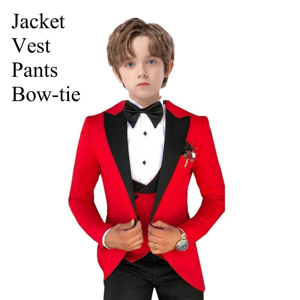 Boys 3-Piece Slim Fit Suit Set for Kids Wedding Prom and Formal Occasions